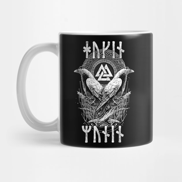 Odin Raven Valknut Norse Pagan Viking Huginn Muninn Runes by Blue Pagan